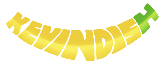 A yellow and green banana-shaped logo that says Kevindish